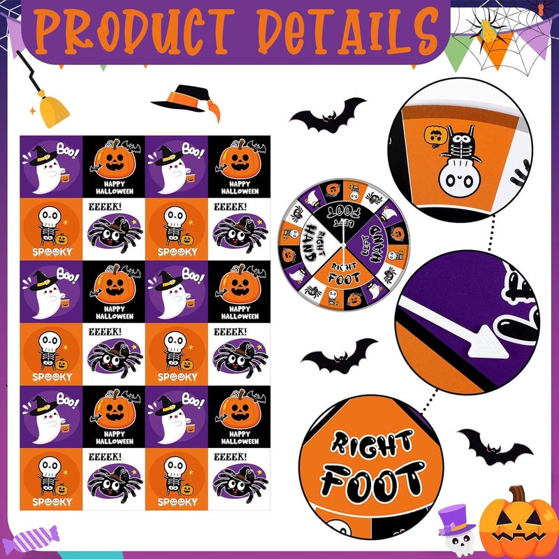 Civaner 3 Pcs Halloween Party Game for Kids with Spinner Halloween Conversation Party Twist Poses Mat Game with Conversation Mat Spinner for Classroom School - Image 3